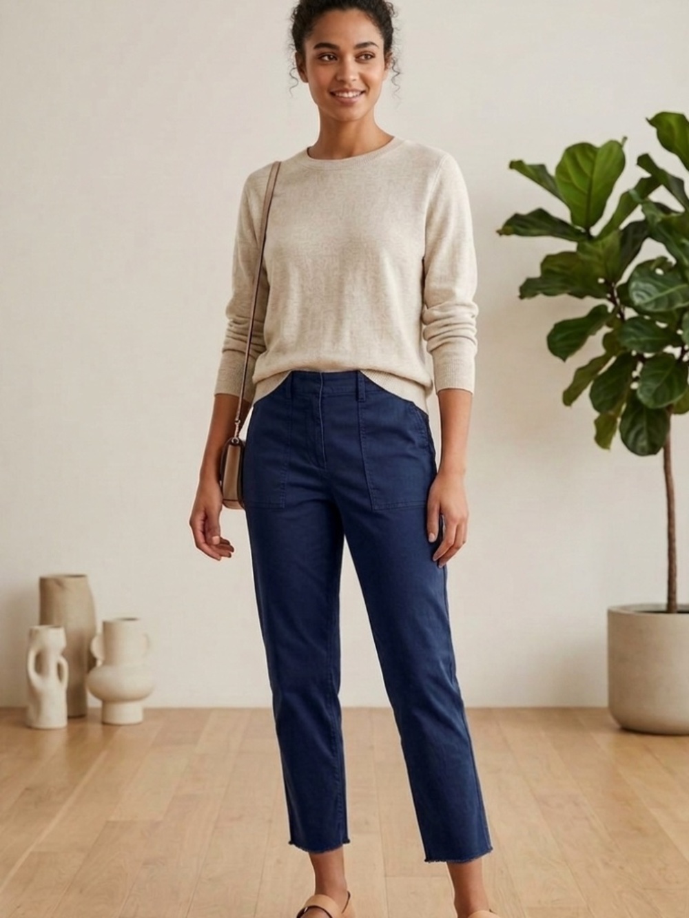 Luisa Cerano Cropped Navy Blue Pants